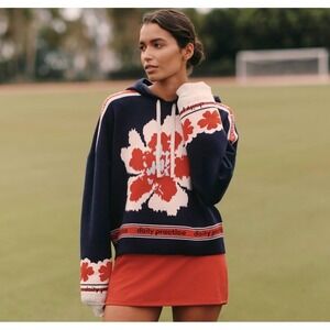 Daily Practice Anthr0pologie Hooded Varsity Top Floral XS